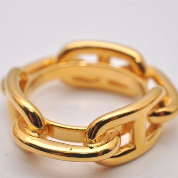 Authentic HERMES Scarf Ring Chaine d'Ancre Chain Design Gold Tone 5 - Picture 13 of 16